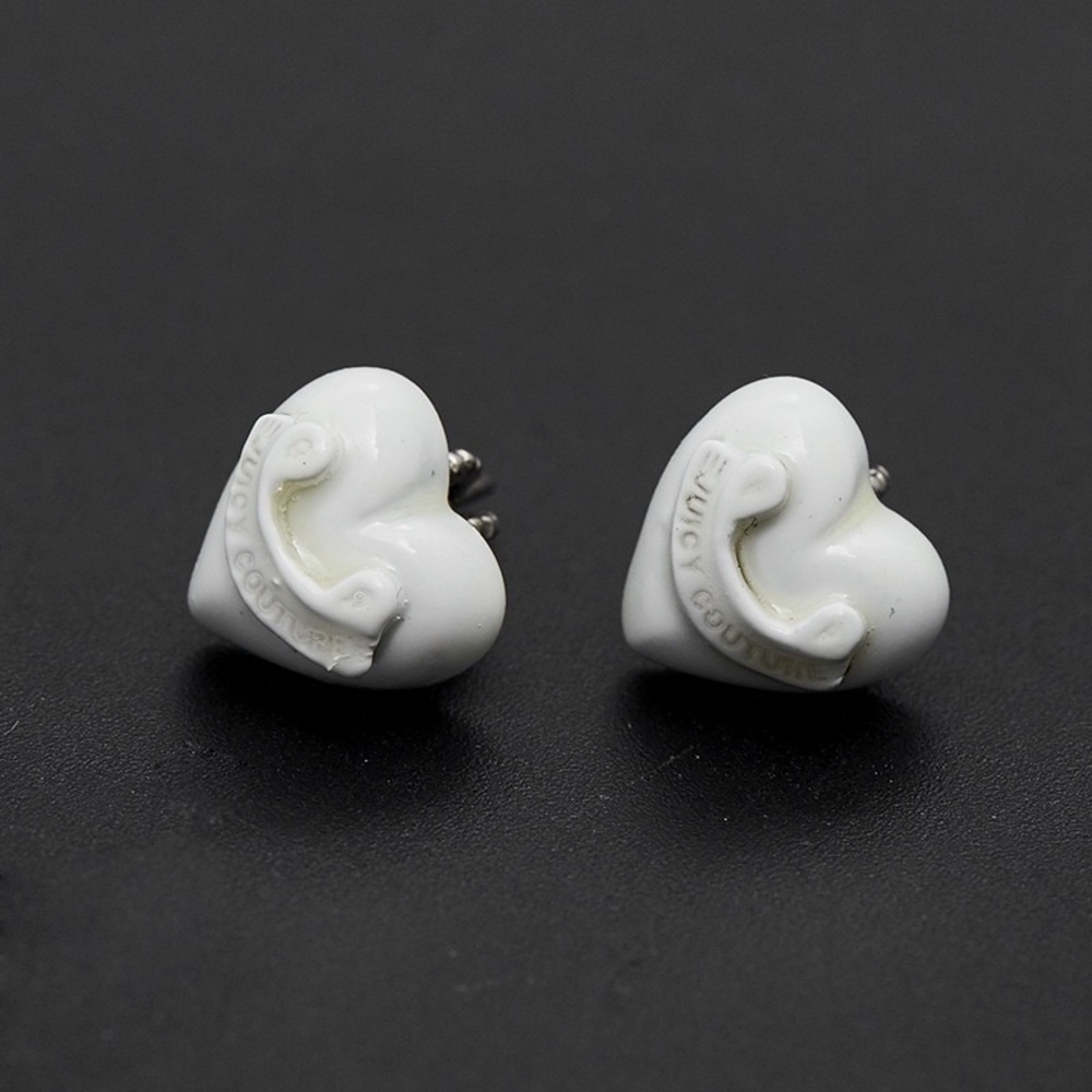 Juicy Couture White Heart Stud Earrings NWT
